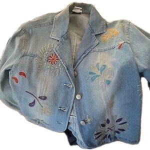 Clio  Embroidered Denim Jean Jacket Size 8 in Wonderful condition